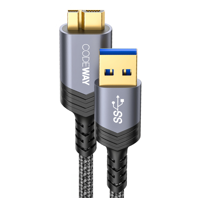 CODEWAY USB A-Micro B 外接傳輸線, 黑色, 100cm, 1條