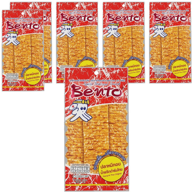 Bento 超味魷魚片 麻辣, 18g, 6包