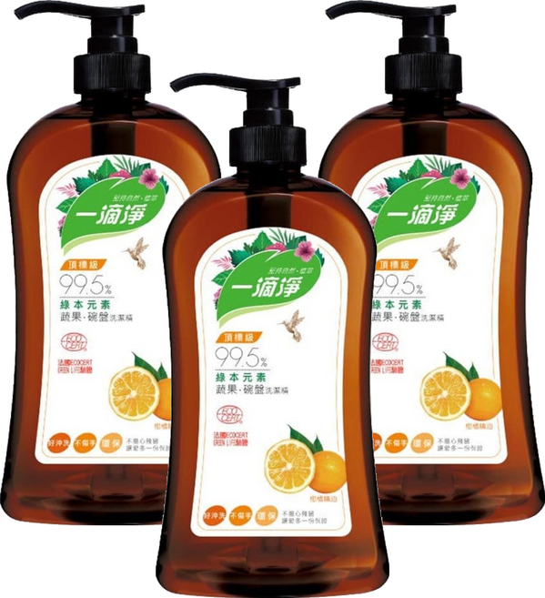 一滴淨 蘆薈多酚食品用洗潔精 柑橘精油, 1kg, 3瓶
