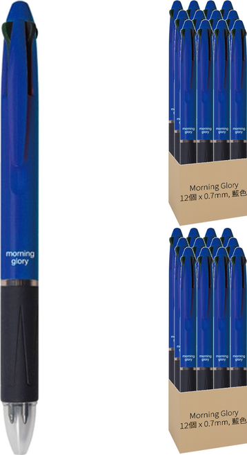 morning glory 1200 K-Color 4色原子筆 0.7mm, 藍色, 24個