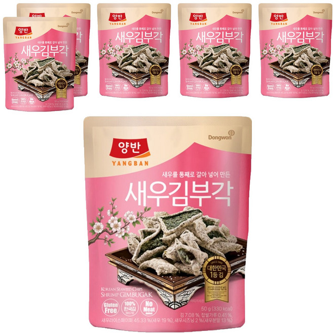 Dongwon 東遠 Yangban 兩班 鮮蝦風味海苔脆餅, 50g, 6包