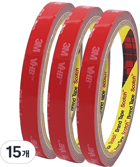 3M VHB 超強力壓克力泡棉 灰色 雙面膠帶 10mm x 1.5m, 15個