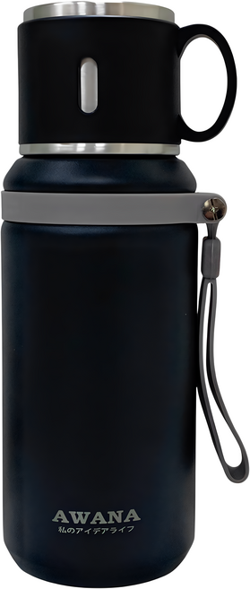 AWANA 不鏽鋼彈享杯 AK-600, 1個, 600ml, 黑色