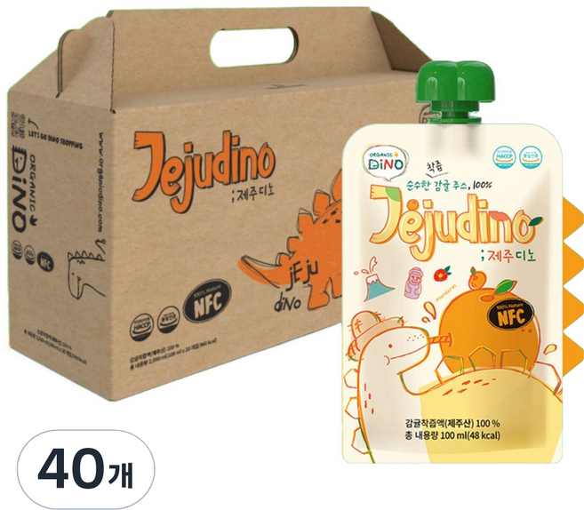 ORGANIC DiNO 濟州鮮榨柑橘果汁, 100ml, 40個