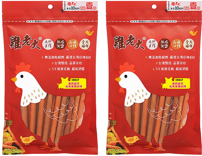 雞老大 雞肉棒 犬用, 高鈣起司佐魚香, 170g, 2包