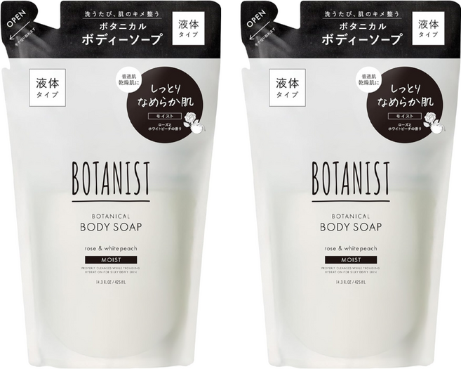 BOTANIST 植物性沐浴露補充包 玫瑰和白桃香, 425ml, 2包