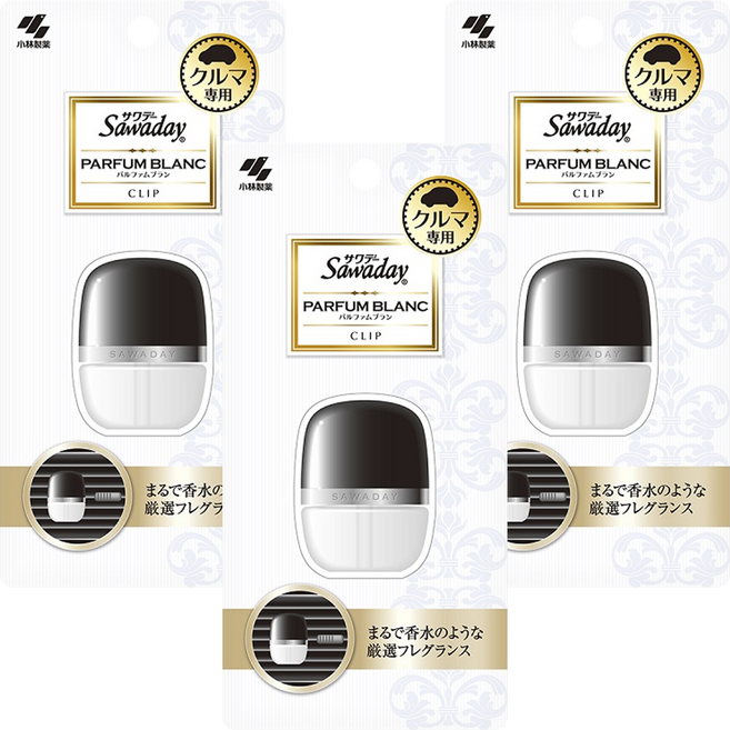 KOBAYASHI 小林製藥 Sawaday 車用夾式芳香劑 6ml, 清香, 3個