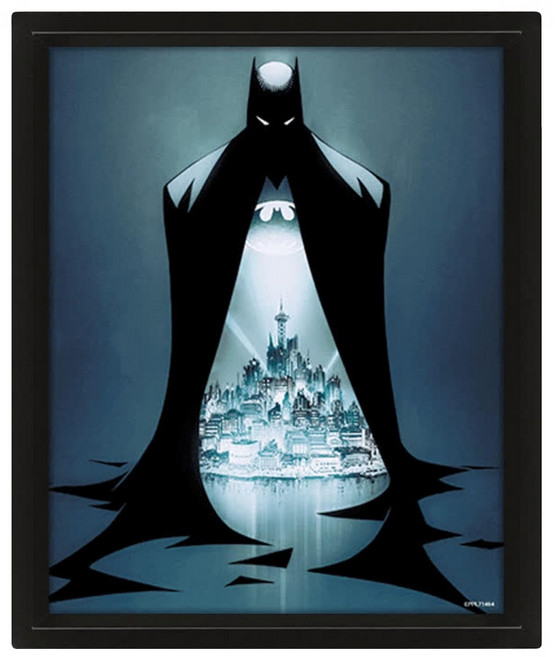 Batman 蝙蝠俠 斗篷高譚市 3D海報含框 28 x 24 x 4cm 黑色 1個