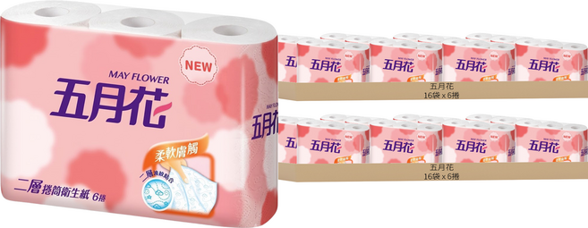 五月花 捲筒式 柔韌版 270張, 11cm, 6捲, 32袋