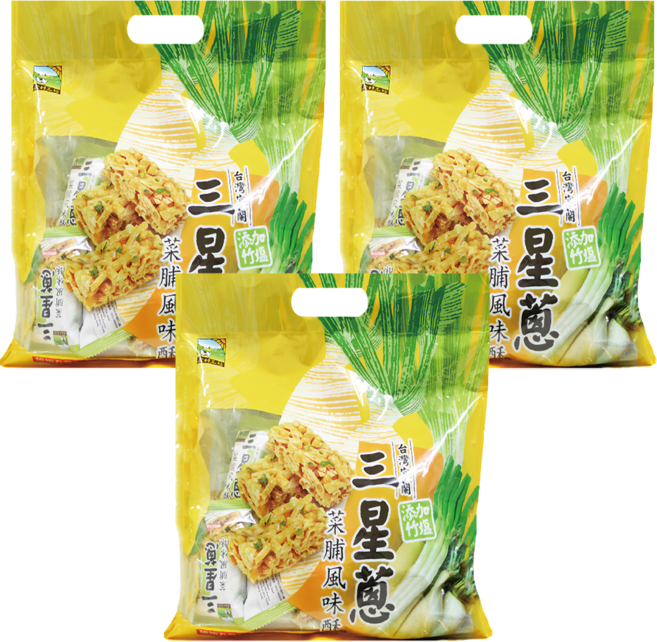 食材工坊 三星蔥菜脯風味酥, 340g, 3袋