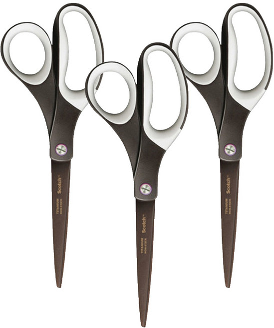 3M Scotch 高級鈦金剪刀 20.3cm, 棕色 + 白色, 3個