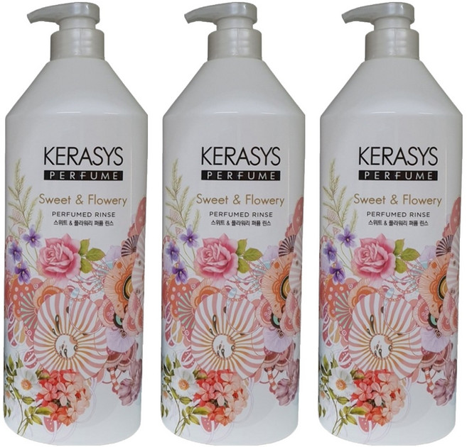 KERASYS 香氛潤髮乳 甜蜜花香, 1L, 3個