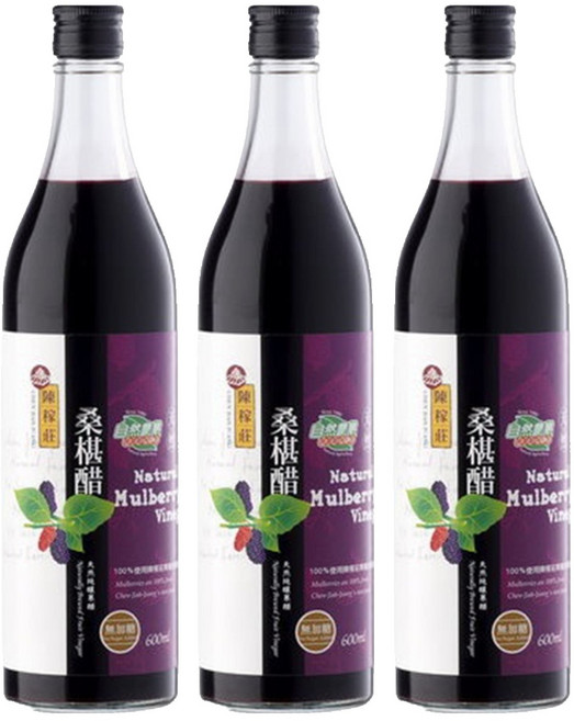 陳稼莊 桑椹醋 無加糖, 600ml, 3瓶