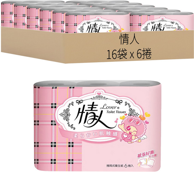情人 捲筒式衛生紙, 6捲, 16袋