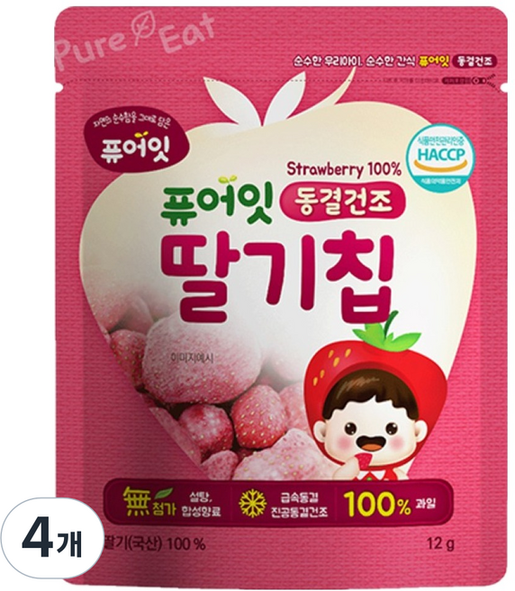 Pure Eat 冷凍乾燥草莓片, 12g, 4個