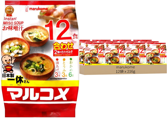 marukome 一休綜合味噌湯 12包, 216g, 12袋