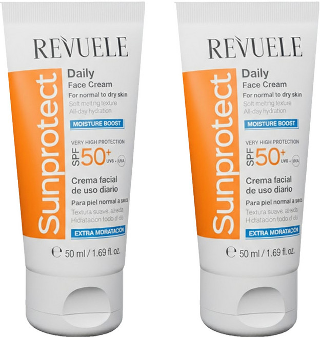 REVUELE 全日保濕輕透防曬乳 SPF50+, 50ml, 2條