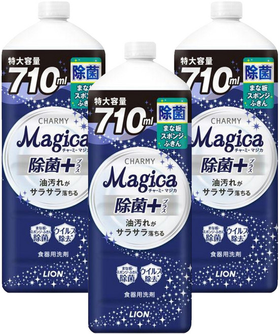 LION 獅王 CHARMY Magica 洗碗精 清新柑橘 710ml 特大容量, 3瓶