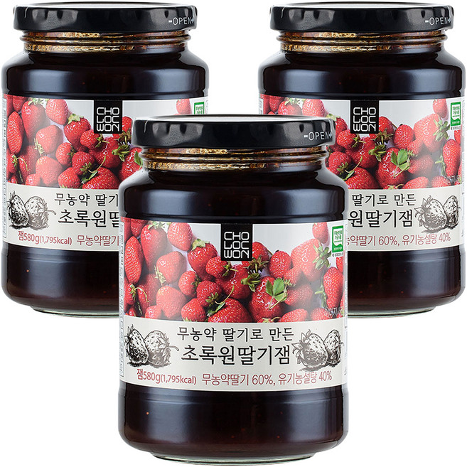 CHOLOCWON 草莓果醬, 3罐, 580g