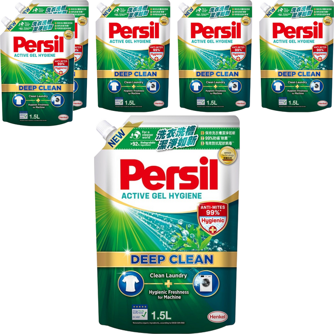 Persil 寶瀅 台灣公司貨 深層酵解洗衣凝露 補充包 室內晾衣, 1.5L, 1包, 6包