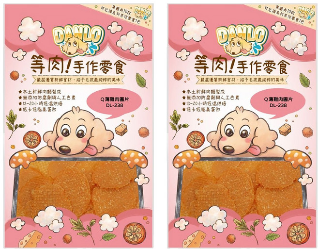 DANLO 丹露 犬用 手作肉乾零食, 薄雞肉圓片, 100g, 2包