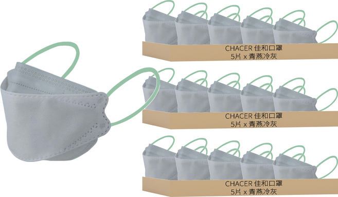 CHACER 佳和口罩 加大醫用口罩 成人用 KF94, 青燕冷灰, 5片, 3袋