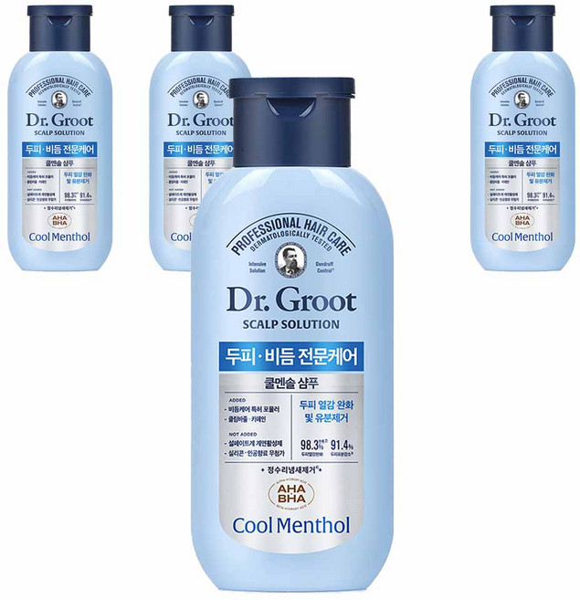 Dr.Groot 健髮專家 Scalp Solution 頭皮去屑護理酷涼薄荷洗髮精, 4個, 180ml