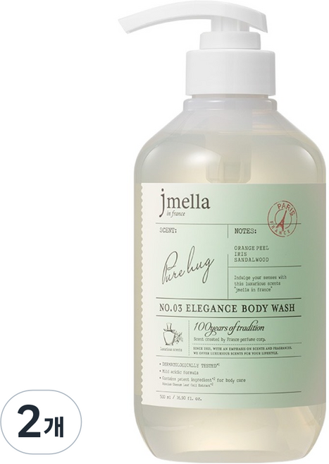 jmella 法國優雅香氛沐浴乳 純淨擁抱, 2個, 500ml