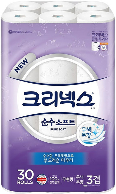 Kleenex 三層棉柔捲筒衛生紙, 27m, 30捲, 1袋