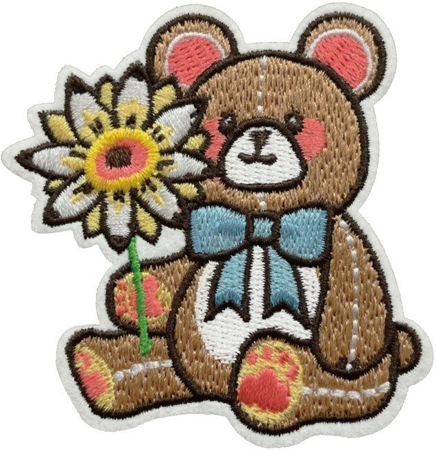 Hi 你好 刺繡貼紙, 泰迪熊, 1張