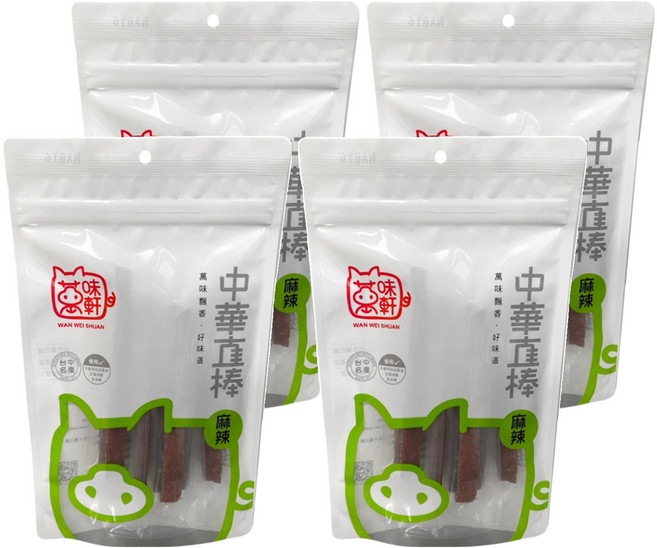 萬味軒 中華直棒麻辣豬肉乾, 120g, 4袋