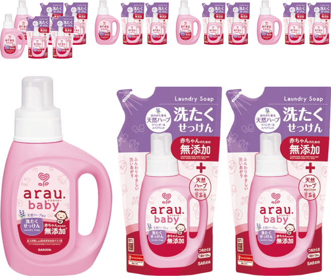 SARAYA arau. 愛樂寶 AR無添加洗衣液800ml + AR無添加洗衣液補充包720ml 2包, 2240ml, 6組