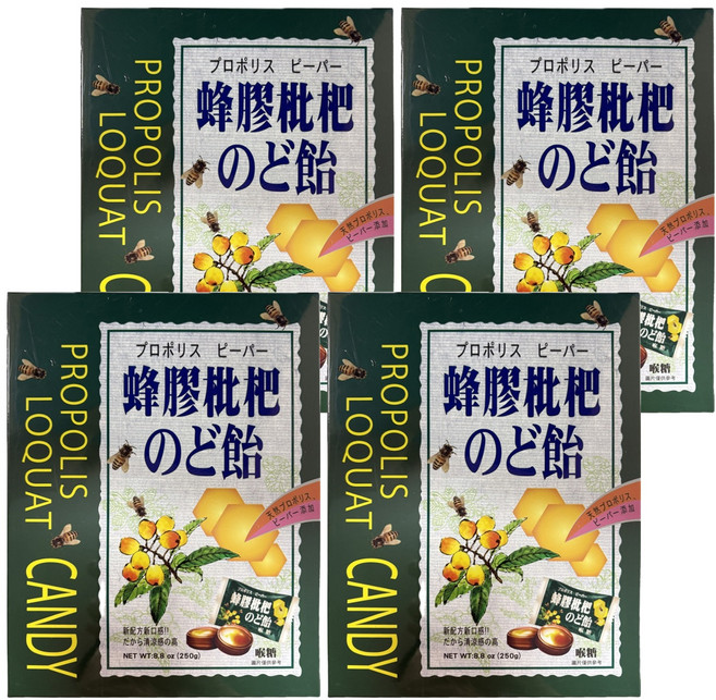 綠得製菓 蜂膠枇杷喉糖, 4盒, 250g