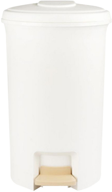 BLANC OBJET 圓形 腳踏 垃圾桶 20L, 白色 米色