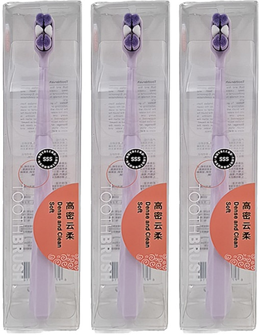 MIX-PRO 米選 新款 ToothBrush 馬卡龍色 米束高密雲柔萬毛牙刷一支-米束(顏色隨機), 1入, 3支