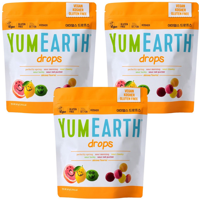 YUMEARTH 綜合水果糖, 3個, 369g