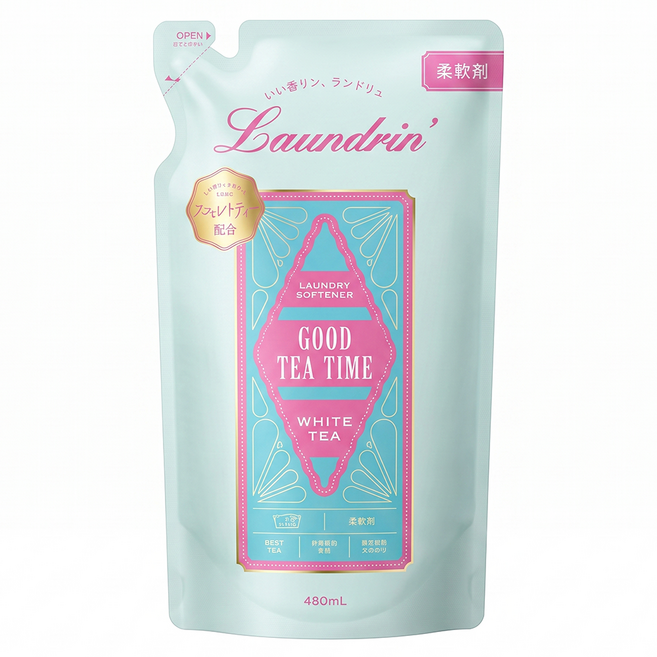 Laundrin' 朗德林 Good Tea Time柔軟精補充包 白茶香, 480ml, 1包
