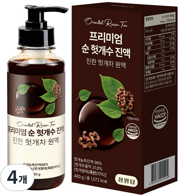 Bareunsaenghwal 庭園談 頂級純枳椇子濃縮液 濃鬱枳椇茶原液, 4個, 480g