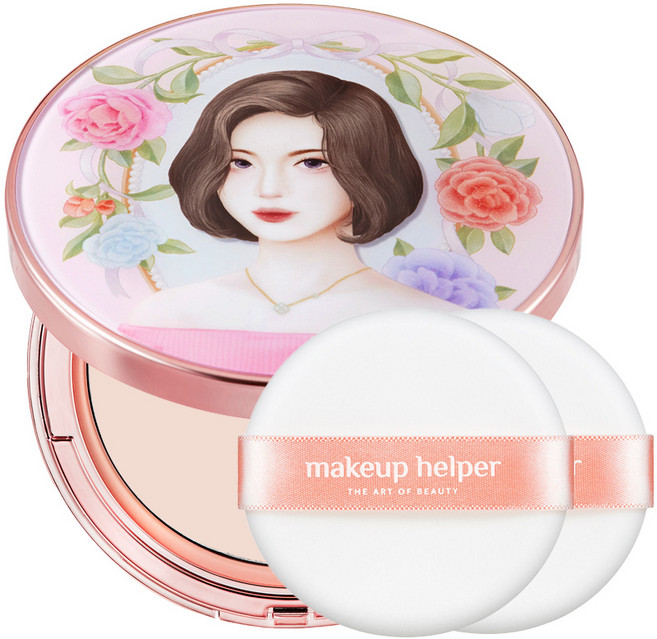 makeup helper ART 經典完美妝效蜜粉餅 25g + 專用粉撲組, 21號 亮粉色, 1個