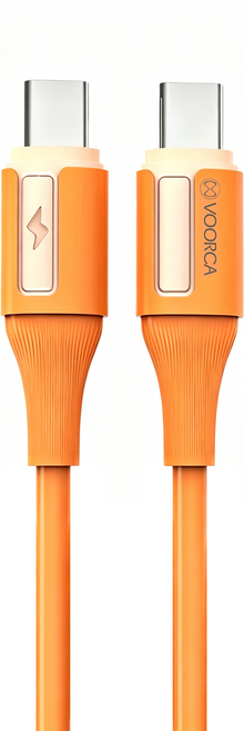 VOORCA USB-C To USB-C 極光硅膠充電線, 橘色, 1條, 120cm