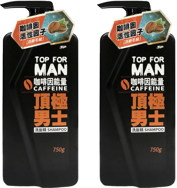 TOP 脫普 頂極男士咖啡因能量洗髮精, 750g, 2瓶