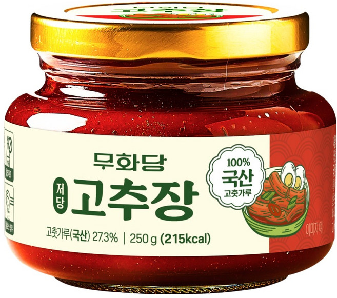 muhwadang 低糖韓式辣椒醬, 250g, 1個