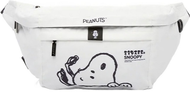 PEANUTS 史努比 斜背包, 好奇 白色