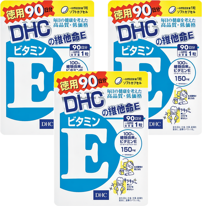 DHC 台灣公司貨 維他命E 90日份, 90顆, 340mg, 3包