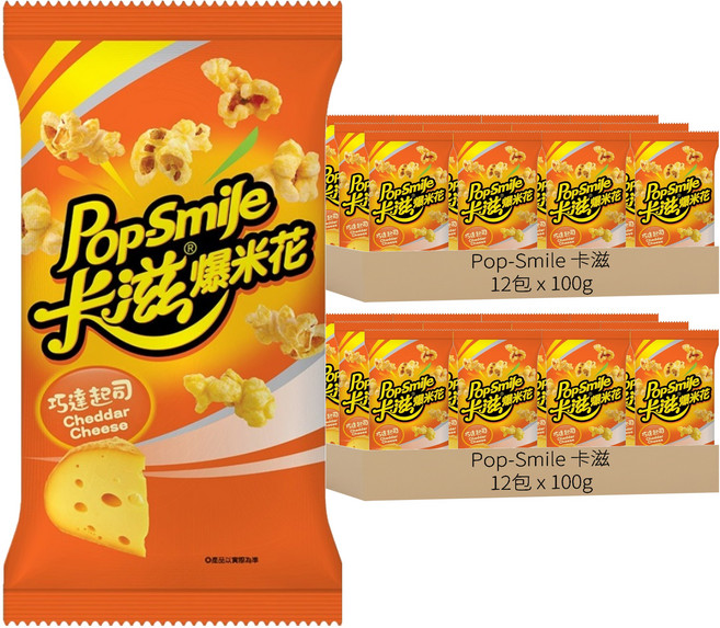 Pop-Smile 卡滋 爆米花 巧達起司, 100g, 24包