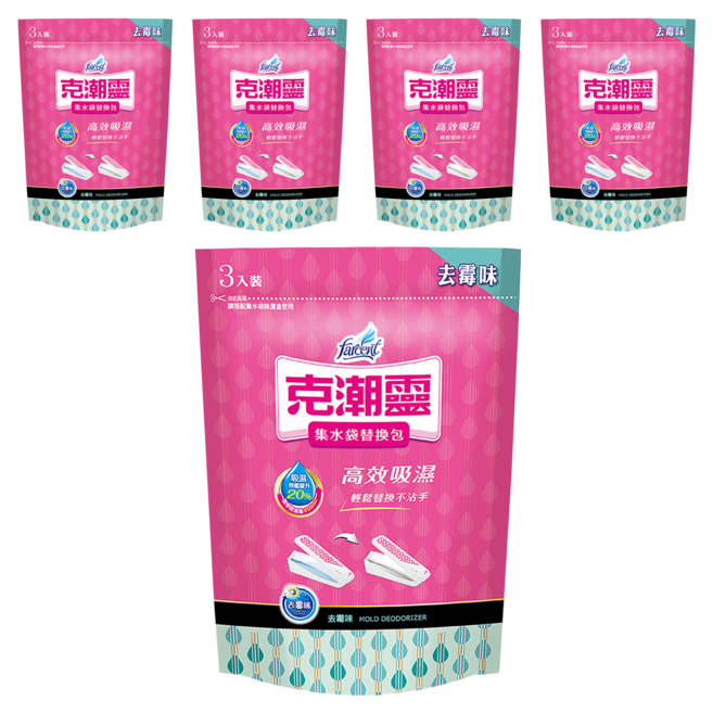 farcent 花仙子 克潮靈 集水袋 替換包 去霉味 3入, 540g, 5袋