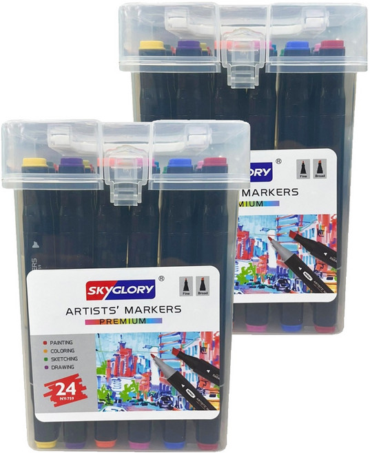 SKYGLORY 藝術家高級麥克筆, 2套, 24色
