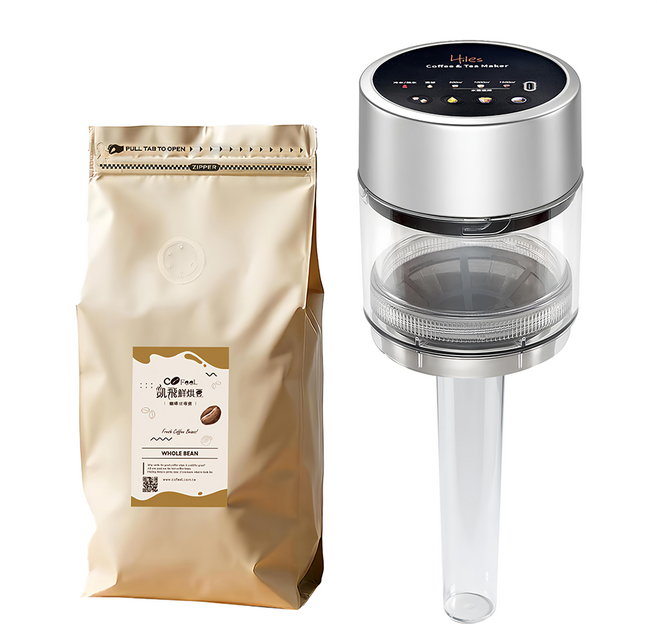 Hiles Cafe 1kg 4W 真空虹吸式 咖啡機 冷熱萃取 全自動 可自動清洗 手持式 銀色 HE-605 凱飛阿拉比卡咖啡豆