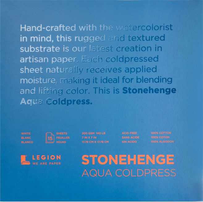 legion 素描本 Stonehenge 水彩 中紋 300g QC77, 178 x 178 mm, 1個, 15張