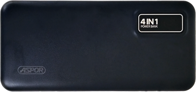 ASPOR 4合1行動電源 18 x 9 x 2.5cm, A300, 黑色